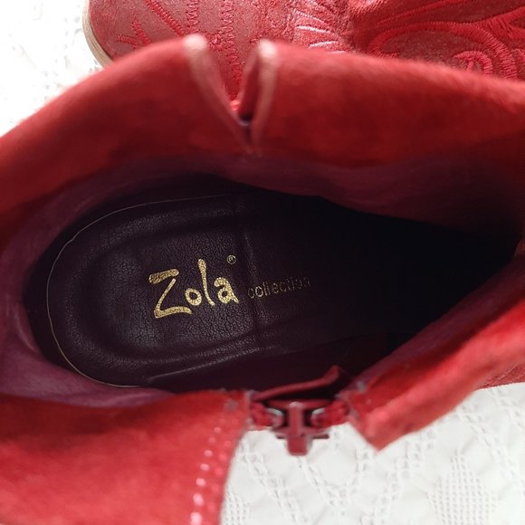 Size 37 red patterned ankle boots. - Picture 5 of 5